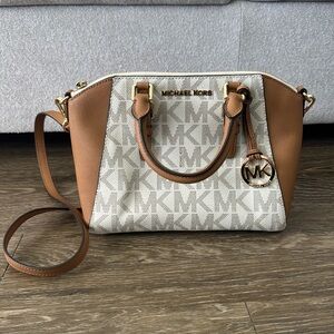 Michael Kors light brown monogram print bag